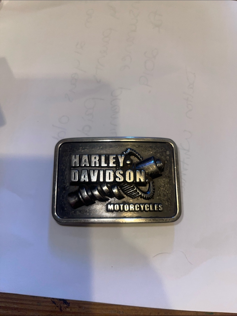 Harley-Davidson Rectangular Metallic Silver & Black Gear Emblem Belt Buckle ‘15 - Picture 3 of 6